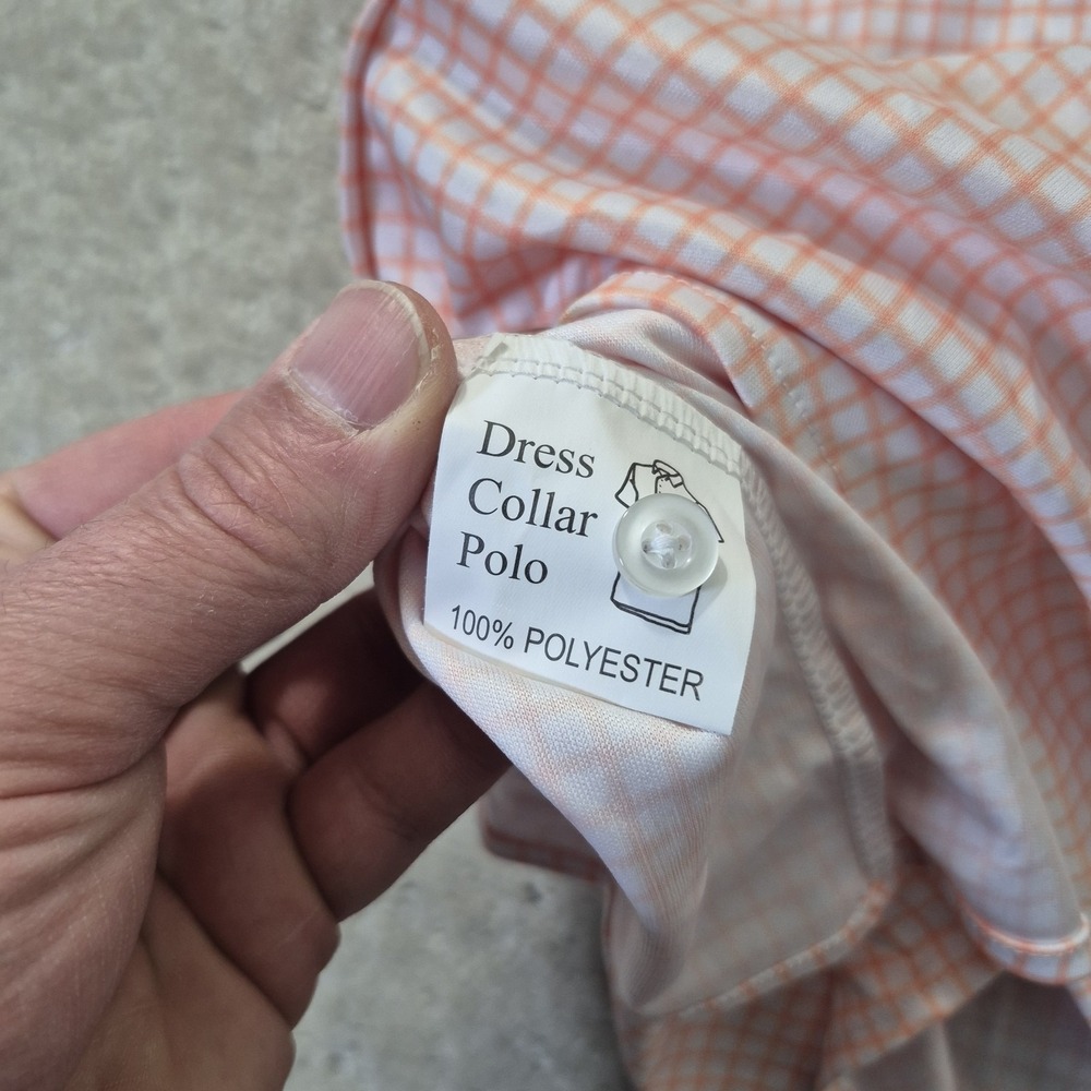 Collars & Co Shirt Mens Medium Orange Check Button Up Performance Office Preppy - Picture 4 of 8